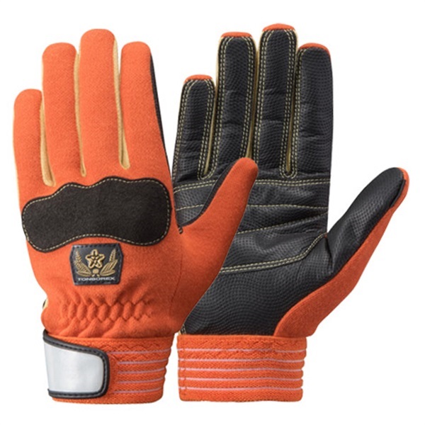 トンボレックス 消防団用ケブラー繊維製反射材付手袋K-703(オレンジ-SS)