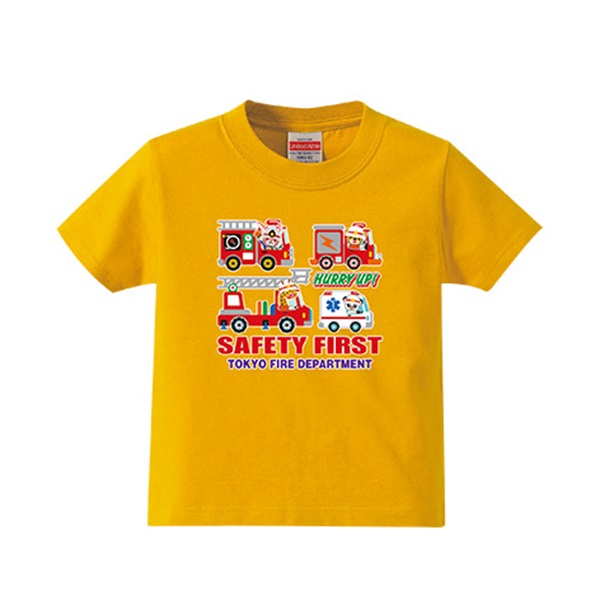 東消/キッズSAFETY FIRST Tシャツ(ゴールド-90)