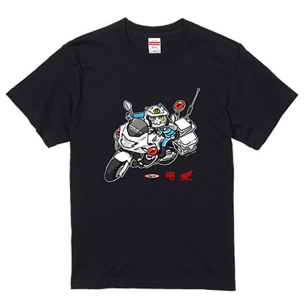 仕事猫 白バイ隊員コットンTシャツ(XL)
