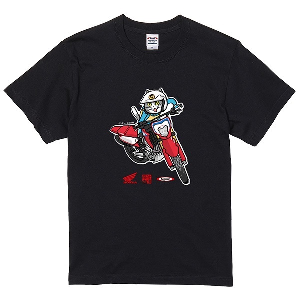  仕事猫 白バイ隊員 OFF-ROAD コットンTシャツ