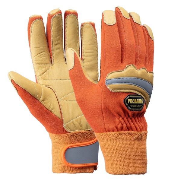 プロハンズ アラミド繊維・耐炎加工皮製手袋 KC-230(オレンジ-S)