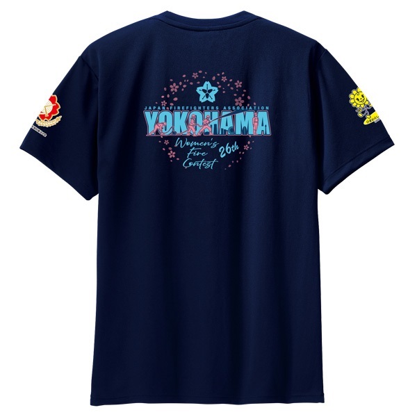 第26回全国女性消防操法大会記念Tシャツ(ネイビー-S)