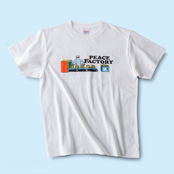 Peace Factory 竹内俊太郎 "Production"Tシャツ(ホワイト-S)