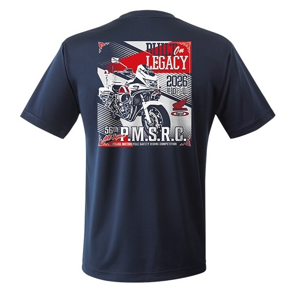 第56回全国白バイ大会記念 エアライドTシャツ "BUILT ON LEGACY"(ネイビー-S)