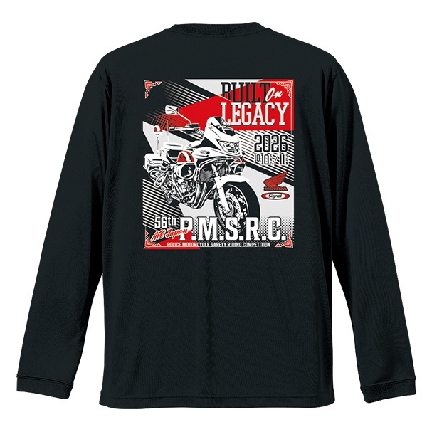 第56回全国白バイ大会記念 エアライドロングスリーブTシャツ "BUILT ON LEGACY"(ブラック-S)